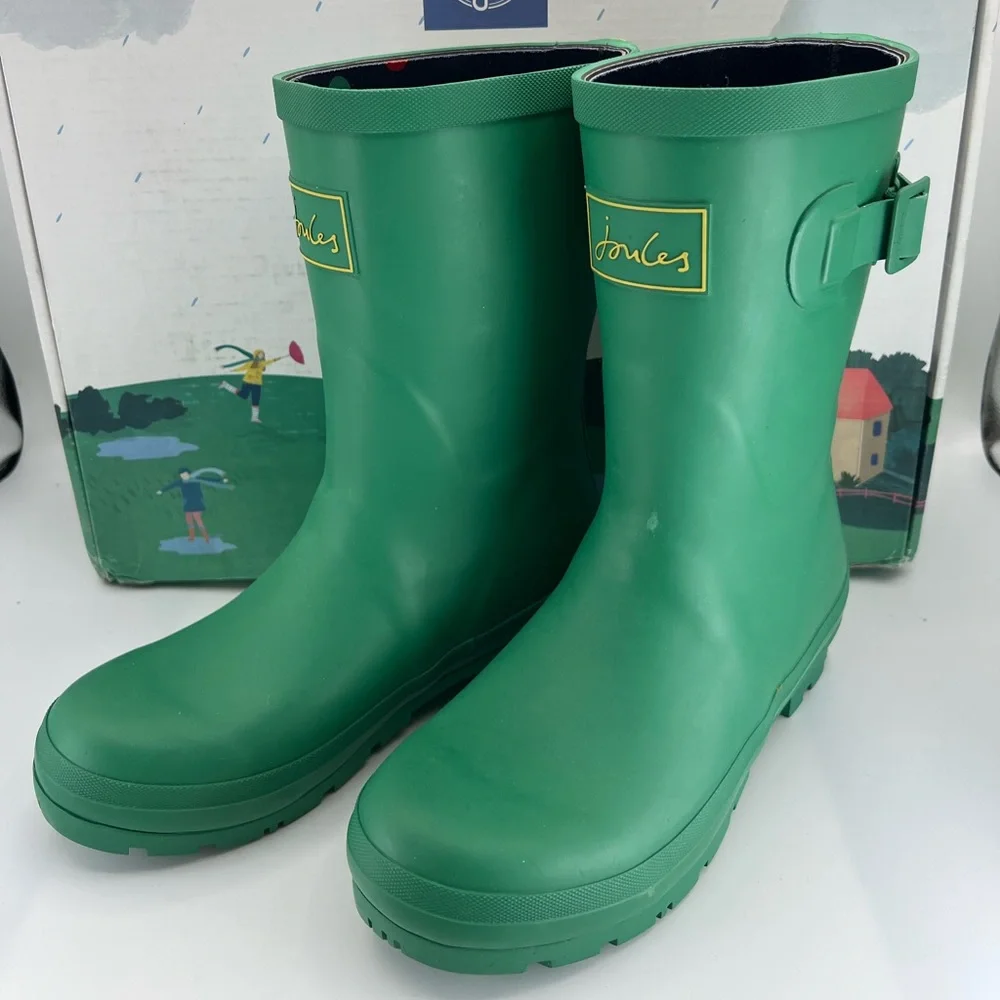 Joules Women's KELLY Neoprene Waterproof Welly Rain Boots Sz EU 37 US 6 Green - Picture 1 of 12